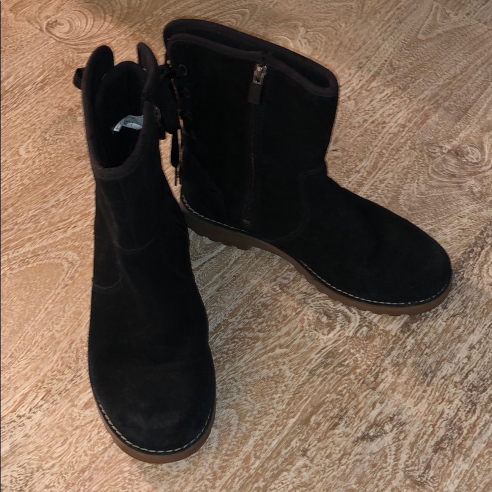 Ugg size 6 boots black dressy lace up in the back